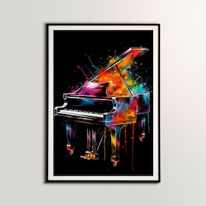 Piano Poster, Musical Instrument, Music Wall Art, Studio Decor, Musical Gift, Home Decor