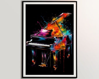 Piano Poster, Musical Instrument, Music Wall Art, Studio Decor, Musical Gift, Home Decor