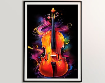 Cello Poster, Musikinstrument, Musik Wandkunst, Studio Dekor, Musikalisches Geschenk, Wohnkultur