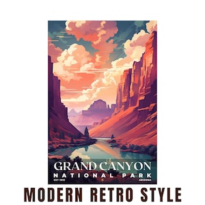 Grand Canyon National Park, National Park Poster, Travel Wall Decor, Retro Travel Poster, Office Poster, Home Decor