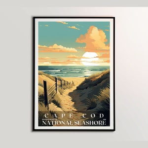 Cartel de la costa nacional de Cape Cod, cartel de viaje, decoración de pared de viaje, cartel de viaje retro, cartel de oficina, decoración del hogar, arte de viaje