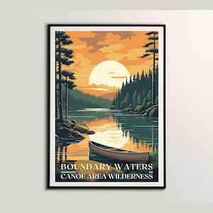 Boundary Waters Canoe Area Wilderness Poster, cartel de viaje, decoración de pared de viaje, cartel de viaje retro, cartel de oficina, decoración del hogar, arte de viaje