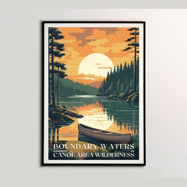 Boundary Waters Canoe Area Wilderness Poster, Travel Poster, Travel Wall Decor, Retro Travel Poster, Office Poster, Home Decor, Travel Art