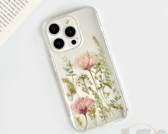 Real pink sakura flower phone case for iPhone 17 16 15 14 13 pro max 16e,Google Pixel 9 10 pro,Samsung S24 S25 Ultra Edge,Z Flip 7