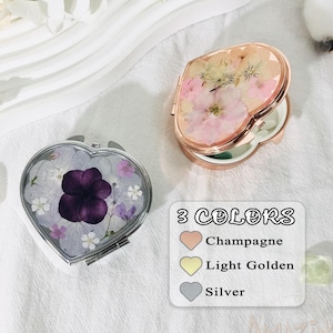 Portagioie con fiori rosa e viola pressati a forma di cuore / Portagioie tascabile da viaggio / Porta pillole carino / Porta pillole anticoncezionali