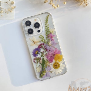 Colorful dried flower phone case for iPhone 15 14 13 12 pro max X XR SE case, Google Pixel 7 8 pro case, Samsung Galaxy S23 S24 Ultra case