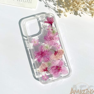 Pressed dried Pink Sakura flower phone case for iPhone 17 16 15 14 13 pro max 16e case, Google Pixel 9 10 pro,Samsung S24 S25 Ultra Edge A56