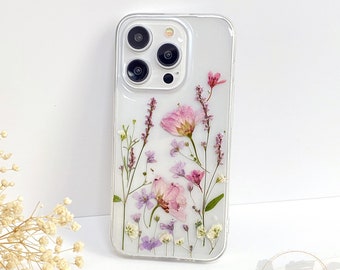 Pressed dried pink sakura flower phone case for iPhone 15 14 13 12 pro max case,Google Pixel 7 8 pro case, Samsung Galaxy S23 S24 Ultra case