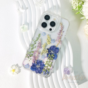 Pressed dried flower custom name phone case for iPhone 17 16 15 14 pro max 16e,Google Pixel 9 10 pro,Samsung S24 Ultra S25 Edge,Z Flip 7