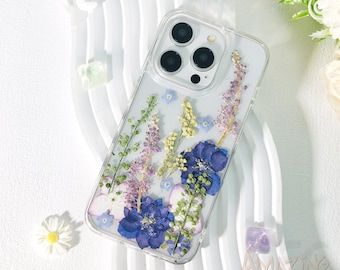 Pressed dried flower custom name phone case for iPhone 17 16 15 14 pro max 17e 16e,Google Pixel 10 pro,Samsung S26 S25 S24 Ultra,Z Flip 7