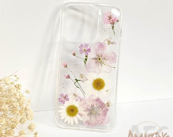 Real pink sakura white daisy flower phone case for iPhone 17 16 15 14 pro max 16e,Google Pixel 9 10 pro,Samsung S24 S25 Ultra Edge,Z Flip 7