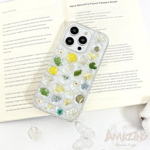 Cute Pressed flower phone case for iPhone 16e 16 15 14 13 12 11 pro max,Google Pixel 7 8 9 pro 9A, Samsung S24 S25 Plus A26 A56 S25 Edge