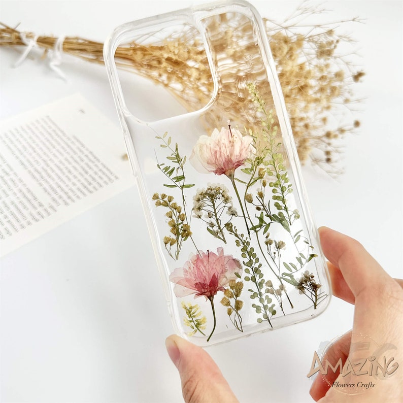 Echte gepresste Blume Handyhülle für iPhone 15 14 13 12 11 pro max Hülle aus Harz, Google Pixel 7 8 pro Hülle,Samsung Galaxy S22 S23 S24 Ultra Hülle Bild 6