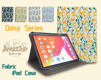 Daisy Series Stoff iPad Air Pro Hülle mit Stiftschlitz, iPad 6 7 8 9 10