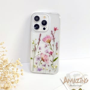 Custodia per telefono con fiori di ciliegio rosa essiccati e pressati per iPhone 16e, 16, 15, 14 Pro Max, Google Pixel 7, 8, 9 Pro, 9A, Samsung S25 Edge, S24 Ultra, A56