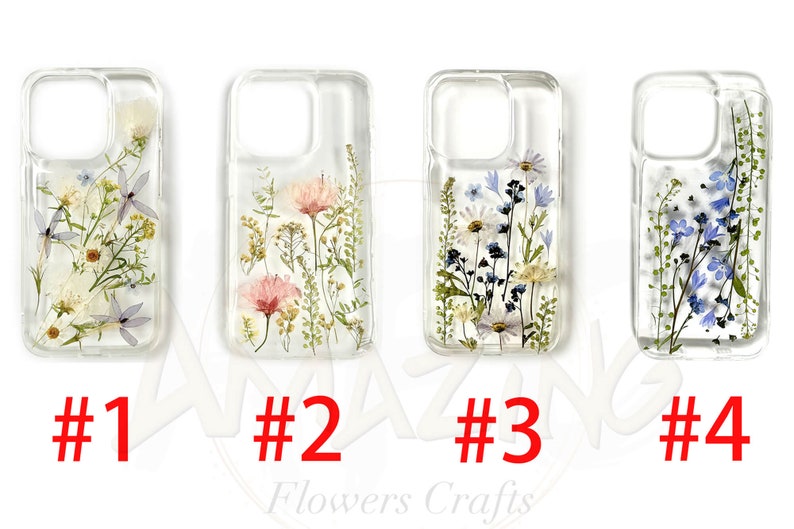 Coque en résine véritable avec fleurs pressées pour iPhone 15 14 13 12 11 pro max, coque Google Pixel 7 8 pro, coque Samsung Galaxy S22 S23 S24 Ultra image 5