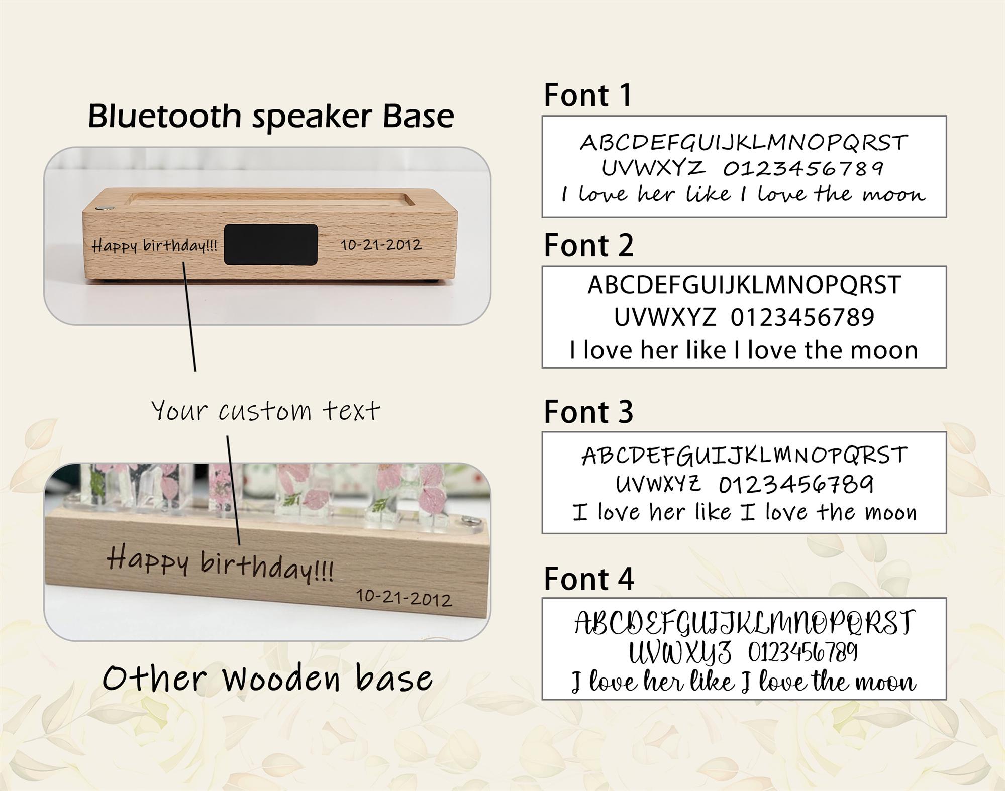 本物の花のナイトライト、カスタムネームイニシャルBluetooth