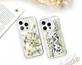 Real pressed dried flower phone case for iPhone 17 16 15 14 13 pro max 17e 16e,Google Pixel 9 10 11 pro,Samsung S26 S25 S24 Ultra,Z Flip 7 8