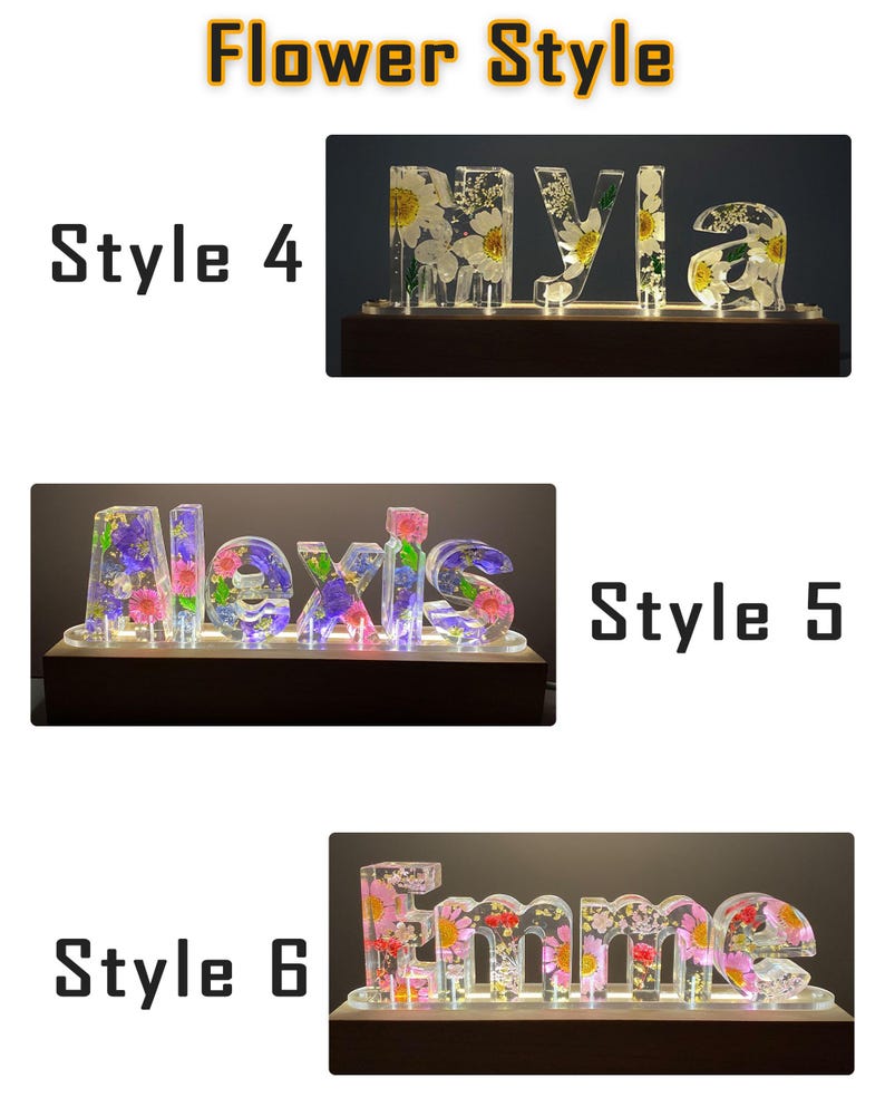 Real flower nightlight,custom name initial bluetooth speaker wooden base lamp,7 color light,anniversary christmas birthday unique gift image 9