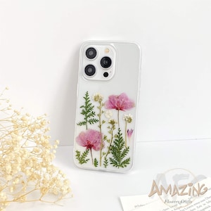 Dried pressed pink sakura flower phone case for iPhone 17 16 15 14 13 pro max 16e,Google Pixel 9 10 pro,Samsung S24 S25 Ultra Edge,Z Flip 7