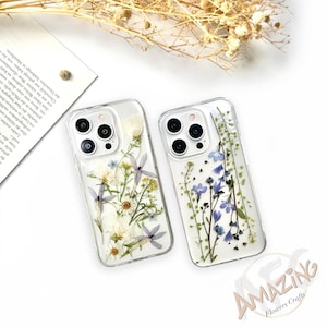 Real pressed dried flower phone case for iPhone 17 16 15 14 13 pro max 16e,Google Pixel 9 10 pro,Samsung S24 S25 Ultra Edge,Z Flip 7