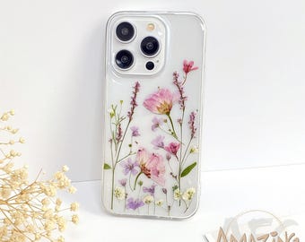 Pressed dried pink sakura flower phone case for iPhone 18 17 16 15 14 13 pro max 17e,Google Pixel 9 10 11 pro,Samsung S26 S25 S24 Ultra A56
