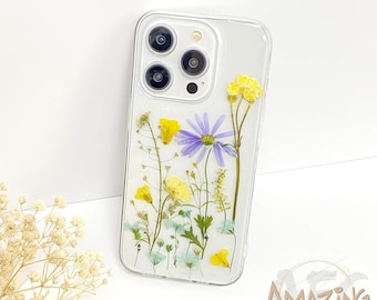 Pressed yellow rapeseed flowers phone case for iPhone 17 16 15 14 pro max 17e 16e,Google Pixel 9 10 pro,Samsung S26 S25 S24 Ultra,Z Flip 7