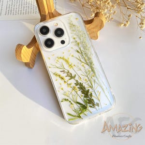 Vera custodia per telefono con fiori di erba selvatica verde per iPhone 17 16 15 14 pro max 17e 16e, Google Pixel 9 10 pro, Samsung S26 S25 S24 Ultra A56 A16