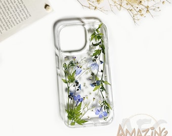 Real pressed purple wreath flower phone case for iPhone 17 16 15 pro max 17e 16e,Google Pixel 9 10 11 pro,Samsung S26 S25 S24 Ultra,Z Flip 8