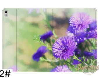 Étui pour iPad de peinture à l'huile de fleurs de paysages naturels avec porte-crayon, iPad 6 7 8 9 10e génération, Air 3 4 5e génération, Mini 4 5 6e génération, Pro 2 3 4e 11 pouces