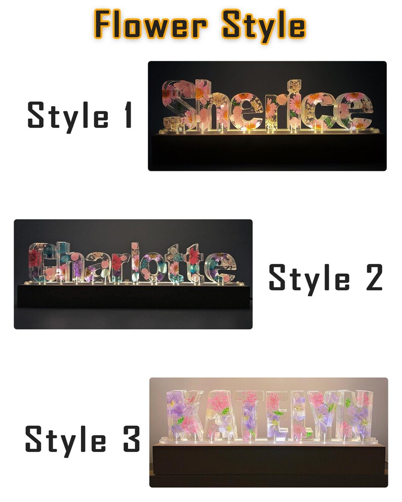 Real flower nightlight,custom name initial bluetooth speaker wooden base lamp,7 color light,anniversary christmas birthday unique gift image 8