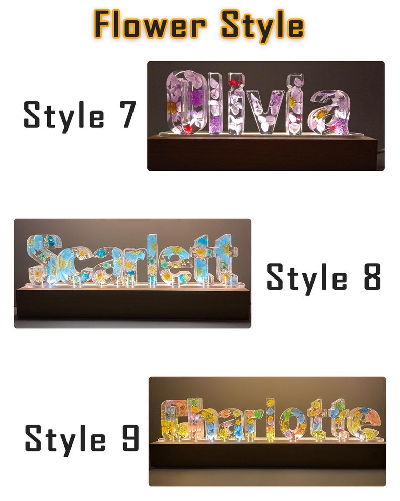 Real flower nightlight,custom name initial bluetooth speaker wooden base lamp,7 color light,anniversary christmas birthday unique gift image 10