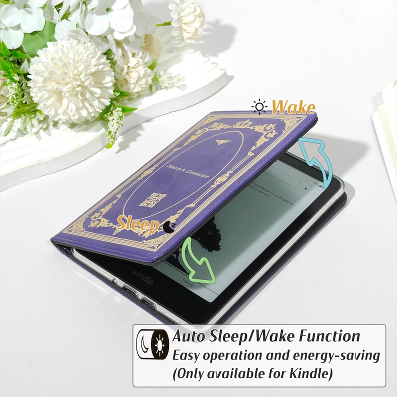 Estuche magnético personalizado para libros electrónicos Kindle 6 (2024, 2022), Paperwhite (12.ª y 11.ª generación), Paperwhite (10.ª generación), Kindle (2019, 2016), con función de encendido y apagado automático. imagen 3