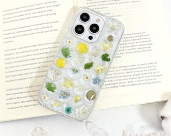 Cute Pressed flower phone case for iPhone 17 16 15 14 pro max 17e 16e,Google Pixel 9 10 pro,Samsung S26 S25 S24 Ultra,Z Flip 7