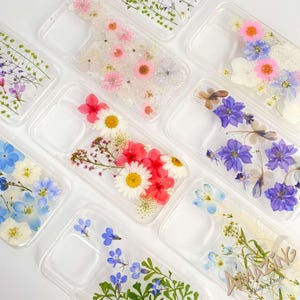 Pressed dried flower phone case for iPhone 17 16 15 14 13 pro max 16e,Google Pixel 9 10 pro,Samsung S24 S25 Ultra Edge,Z Flip 7