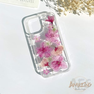 Pressed dried Pink Sakura flower phone case for iPhone 17 16 15 14 pro max 17e 16e,Google Pixel 9 10A 11 pro,Samsung S26 S25 S24 Ultra A56