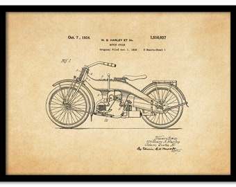 Harley Davidson Patent, Digital Download, Antique Print, Home Decor, Print Wall Art, Motorcycle Art, Vintage Poster, Bar, Bike