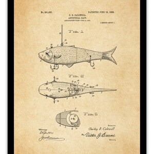 Fishing Bait Patent, Digital Download, All Sizes, Antique Print, Wall Art, Music, Vintage Poster, Home Decor, Game Room, Print