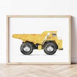 Dump Truck Print, Dumper Poster, Dump Truck Wall Art, Construction Prints, Boys Room Wall Art, Kids Room Decor, Watercolor Art