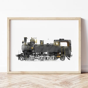 Locomotive Print, Train Print, Train Wall Art, Steam Train Poster, Transportation Print, Boys Room Wall Art, Kids Room Decor, Watercolor Art