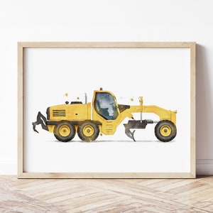 Motor Grader Print, Grader Poster, Road Grader Wall Art, Construction Prints, Boys Room Wall Art, Kids Room Decor, Watercolor Art