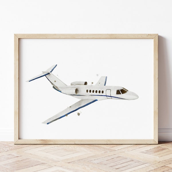 Jet Plane Print, Airplane Poster, Plane Poster, Aviation Wall Art, Vehicle Prints, Boys Room Wall Art, Kids Room Decor, Watercolor Art