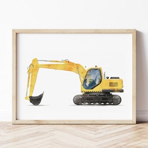 Bagger Druck, Bagger Druck, Bagger Poster, Bagger Wandkunst, Baustelle Drucke, Jungen Zimmer Wandkunst, Kinderzimmer Dekor, Aquarell Kunst