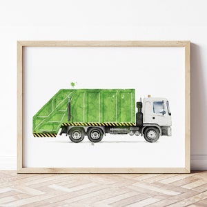 Müllauto Druck, Müllauto Poster, Gebrauchsfahrzeug Wandkunst, Fahrzeug Drucke, Jungen Zimmer Wandkunst, Kinderzimmer Dekor, Aquarell Kunst