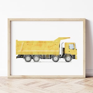 Dump Truck Small Print, Dumper Poster, Dump Truck Wall Art, Construction Prints, Boys Room Wall Art, Kids Room Decor, Watercolor Art