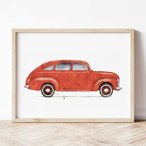 Vintage Car Print, Retro Car Poster, Car Wall Art, Automotive Wall Art, Vehicle Prints, Boys Room Wall Art, Kids Room Decor, Watercolor Art