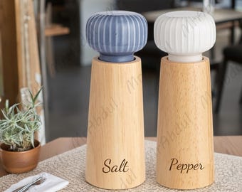 Custom Salt and Pepper Grinders, Rubber Wood Salt and Pepper Grinder Sets, Salt and Pepper Shakers,Housewarming Gifts, Kitchen Utensils 6"7"
