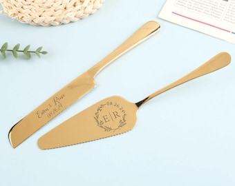 Benutzerdefinierte Tortenheber Set, Hochzeitstorte Schneideset, Hochzeitsdessert Silberbesteck, Jahrestag, Hochzeitsjubiläumsgeschenk, Tortenset