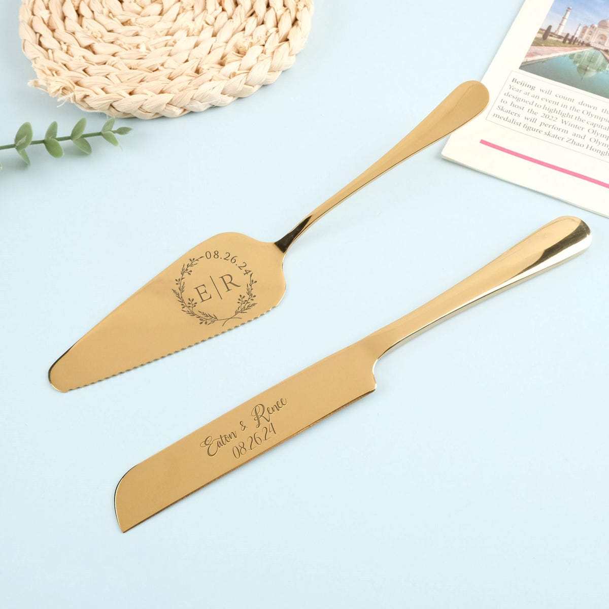 Custom Cake Server Set, Wedding Cake Cutting Set, Wedding Dessert Silverware, Anniversary, Wedding Anniversary Gift, Engraved Cake Set - Etsy