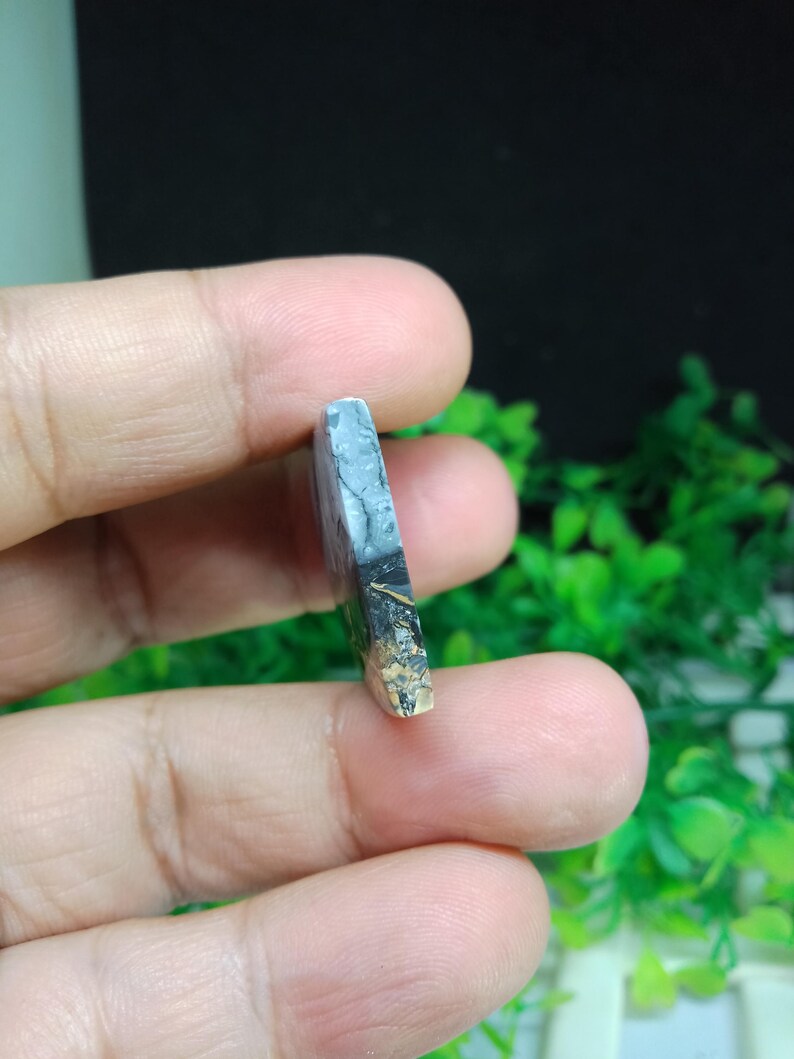 Puede incluir: Una piedra preciosa pulida con una mezcla de colores, incluyendo gris, negro y marr&oacute;n. La piedra tiene un patr&oacute;n y una textura &uacute;nicos, y se sostiene en la mano de una persona.